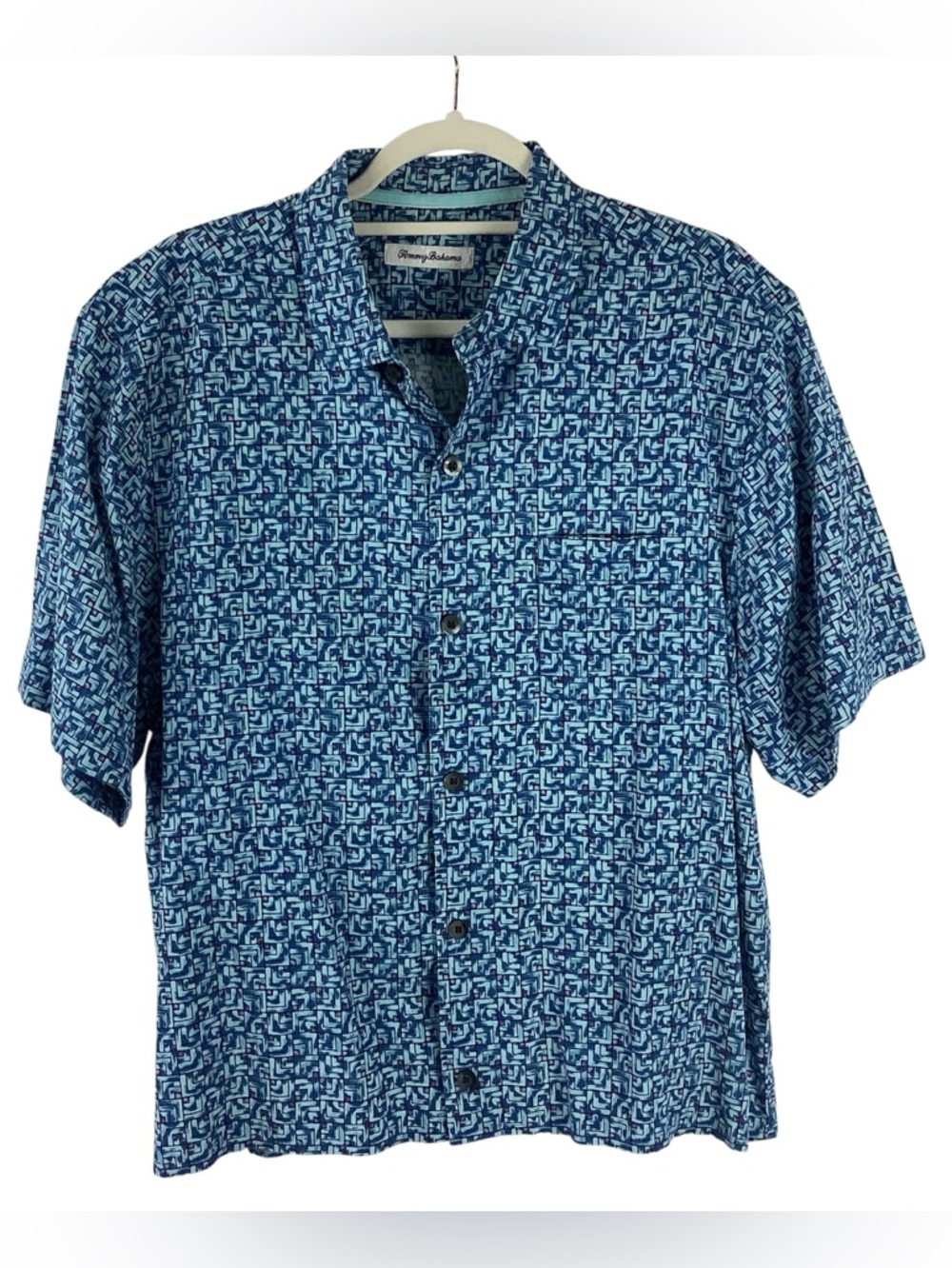 Tommy Bahama Blue Geometric Silk Shirt